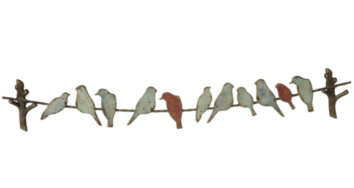 Multi-Colored Birds On A Wire Wall Art