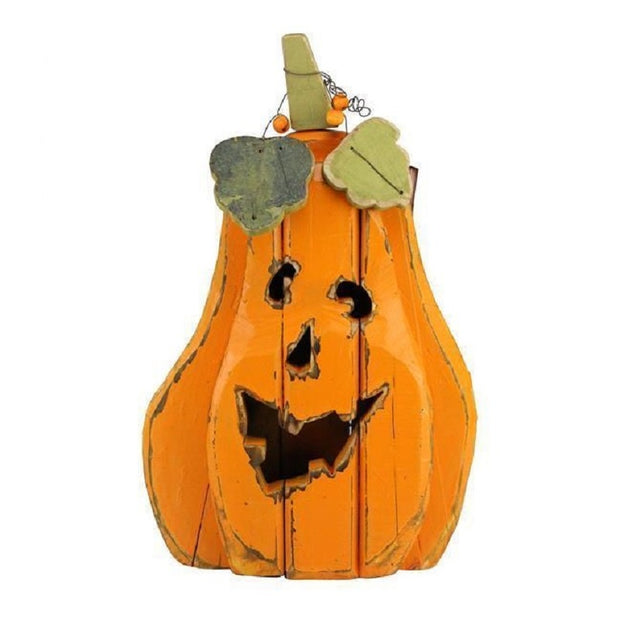 Tall Orange Wood Jack-O-Lantern