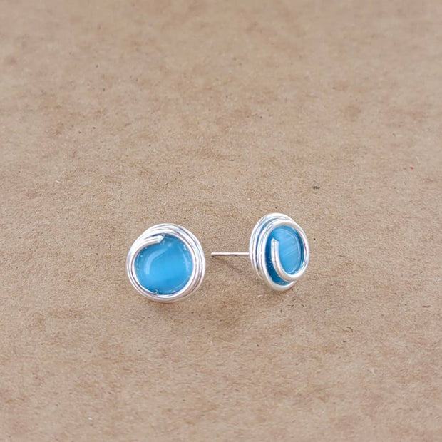 "Cat's Eye" 8mm Round Post Earring ALP-TG-E1-SM