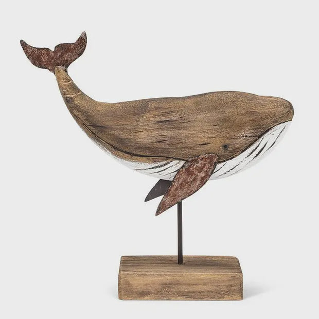 Medium Whale On Stand-Natural
