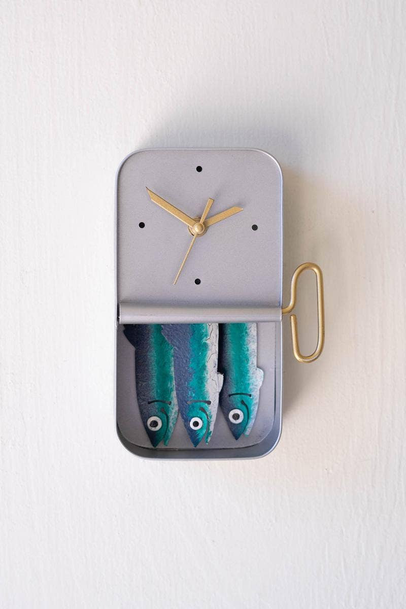 HAND-PAINTED SARDINE WALL CLOCK