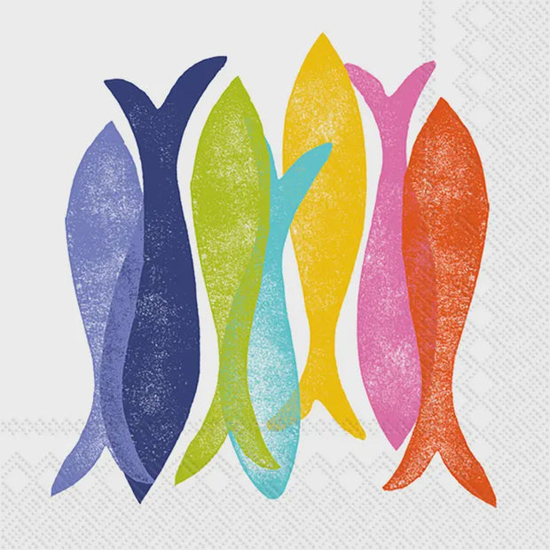 Hand stamp fish cocktail napkin