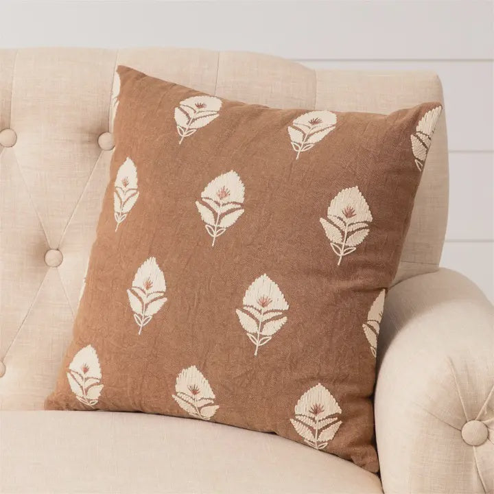 Pillow Rust w/ Embr Floral Print