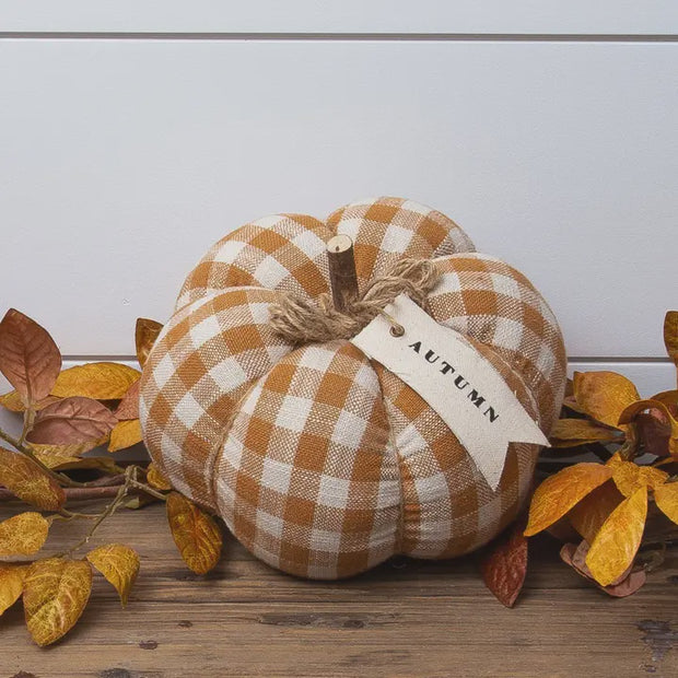 Rust Plaid Pumpkin w/Tag