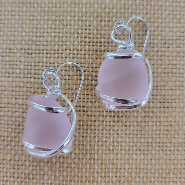 Cultured Sea Glass Earring Pink
