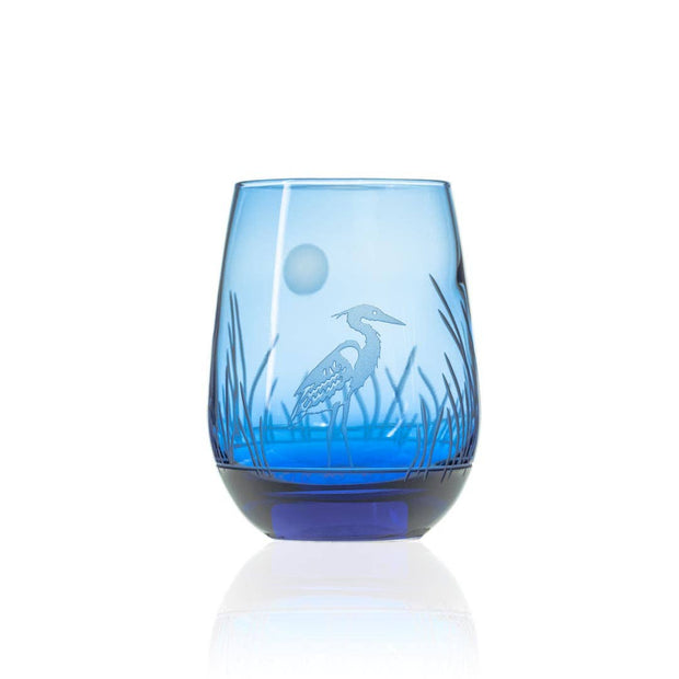 Heron 15oz Blue Stemless Wine Tumbler Glass