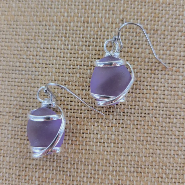 Cultured Sea Glass Earring Purple