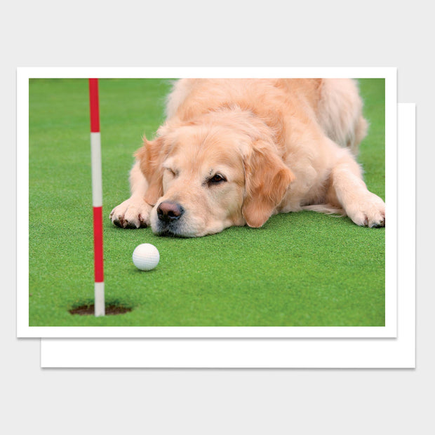 Dog Golfer Happy Birthday Greeting Card