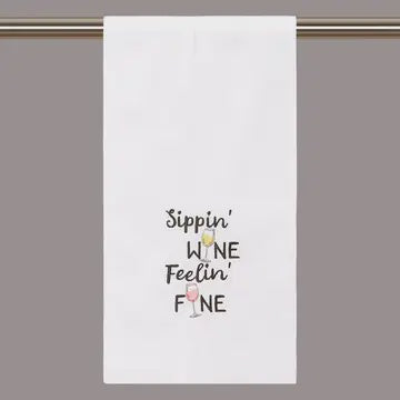Sippin' Wine Feelin' Fine Kitchen Towel