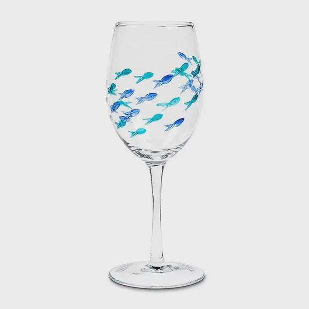 Blue  Green Fish Wine Glass