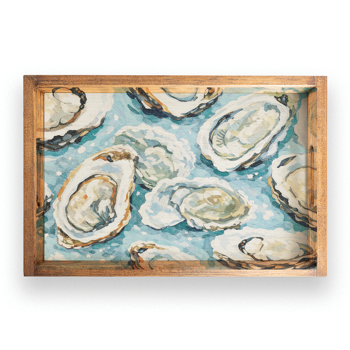 Oyster Pattern Serving Tray | Wooden Tray | Coastal Decor