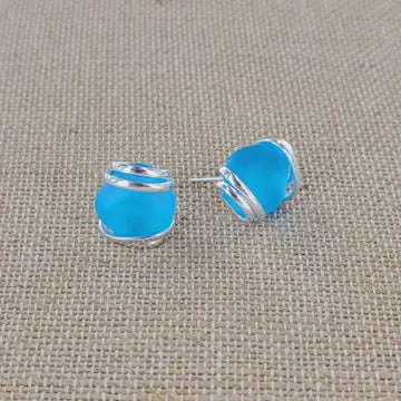 Cultured Sea Glass Post Earring Assorted Colors