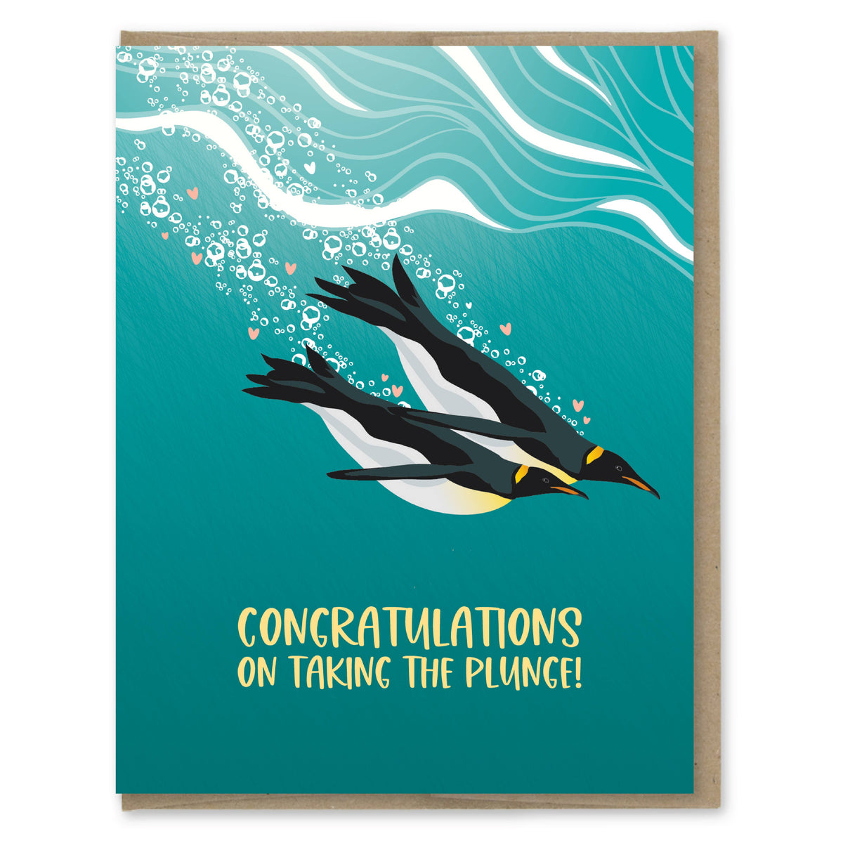 Taking the Plunge Penguin Wedding or Engagement Card