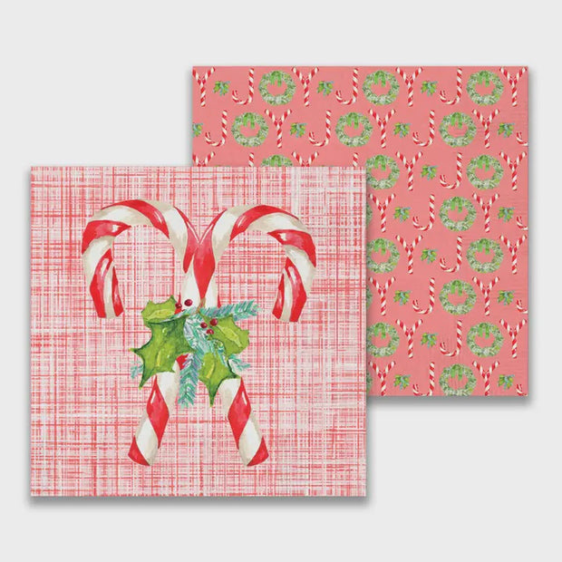 Candy Canes with Greens Cocktail Napkin