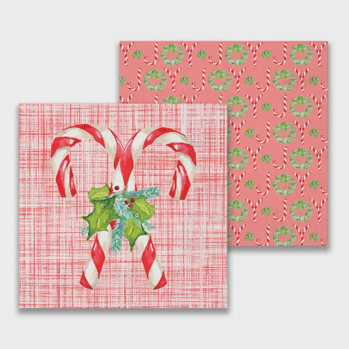 Candy Canes with Greens Cocktail Napkin