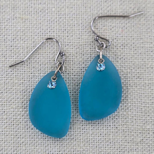 Sea Glass Drop Rhinestone Earring 1697
