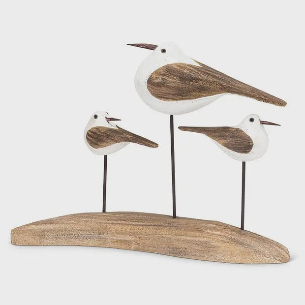 Triple Sea Birds On Log