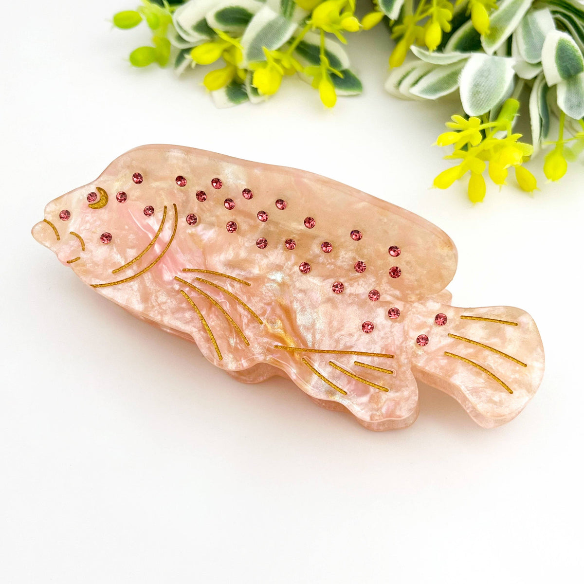 Pink Fish Acetate Hair Claw Clip, Ocean-Inspired Hair Clip