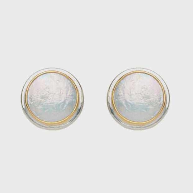 Pearl Two-Tone Post Earrings