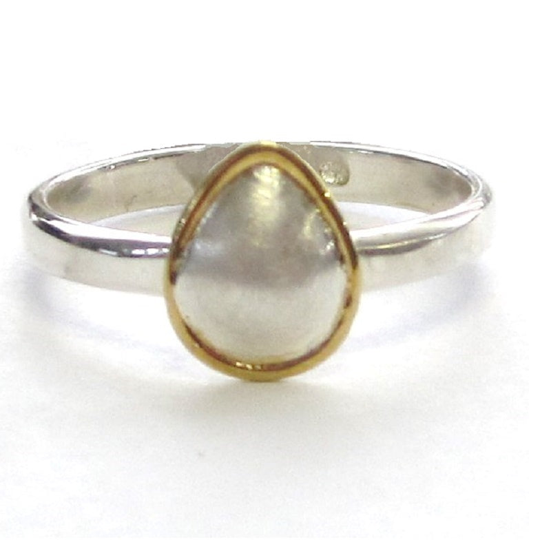 Silver & Gold Teardrop Ring