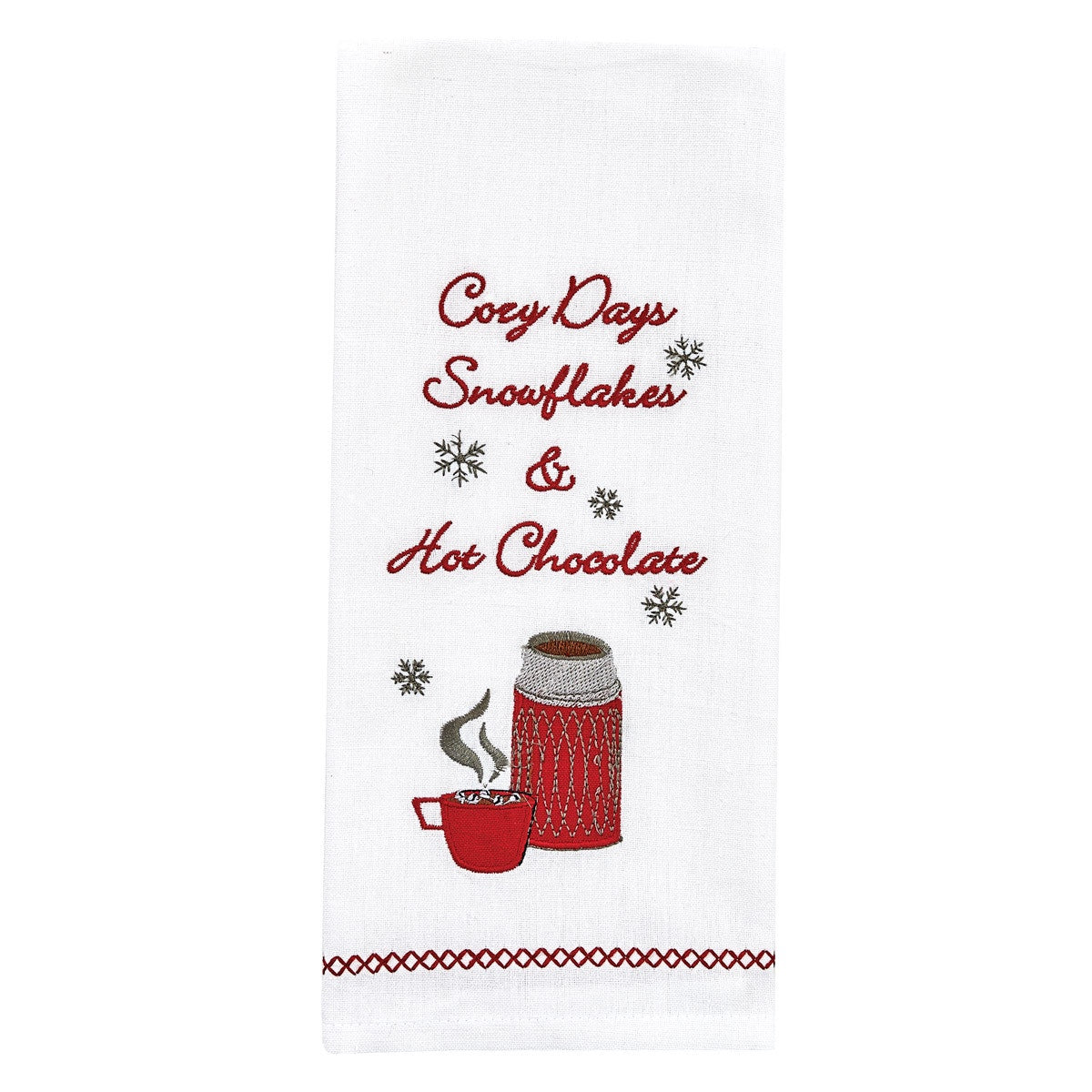 Cozy Day Thermos Embroidered Dishtowel