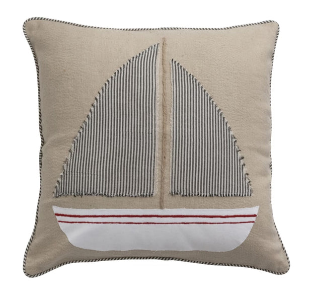Striped Sailboat Pillow