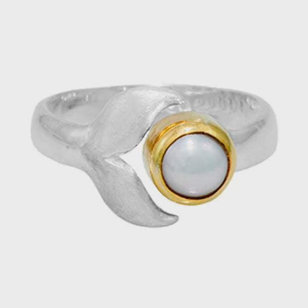 Whale Tail Pearl Ring